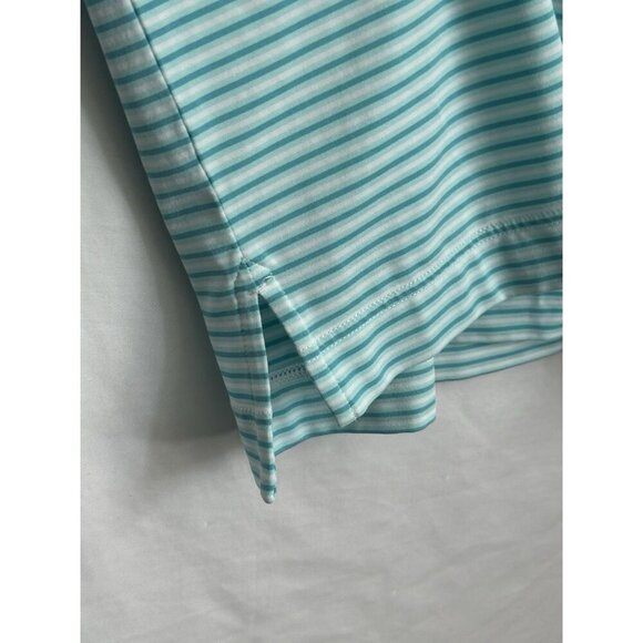 FootJoy FJ Golf Polo Shirt Men's XL Turquoise/ White Striped Golf Performance - Picture 7 of 9
